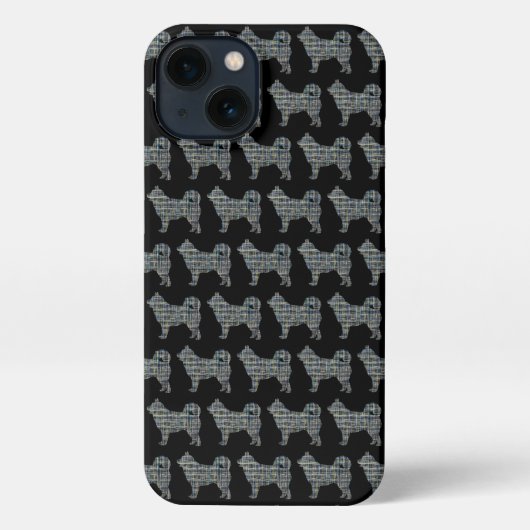 Husky Siberian Niedlich Dog Silhouette Grid Black iPhone Hülle (Rückseite)