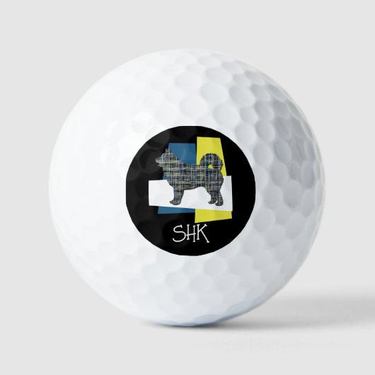 Husky Siberian Niedlich Dog Silhouette Mono TriGri Golfball (Vorderseite)