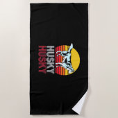 Husky Siberian Retro Vintag Strandtuch (Vorderseite)