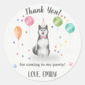 Husky Sibir Dog Birthday Vielen Dank Runder Aufkleber (Vorderseite)