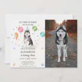 Husky Sibir Dog Pawty Welppy Birthday Pink Einladung (Vorderseite)