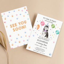 Husky Sibir Dog Pawty Welppy Birthday Pink