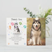 Husky Sibir Welpe Hund Geburtstag Danke Karte (Stehend Vorderseite)