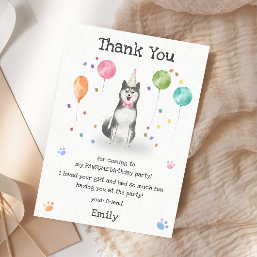 Husky Sibir Welpe Hund Geburtstag Danke Karte