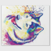 Husky-Sibirische Leinwand Geschenkpapier (Flach)