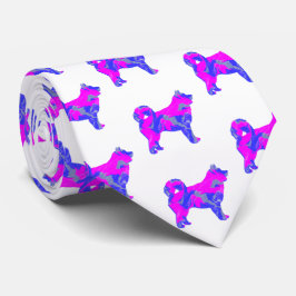 Husky Sibirischer Niedlicher Hund Rosa Silhouette Krawatte