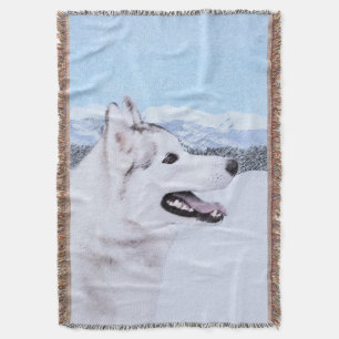 Husky-(Silber und Weiß) Malerei-Hundekunst Decke