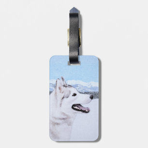 Husky-(Silber und Weiß) Malerei-Hundekunst Gepäckanhänger