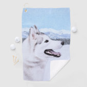 Husky-(Silber und Weiß) Malerei-Hundekunst Golfhandtuch (Insitu)