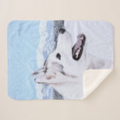 Husky-(Silber und Weiß) Malerei-Hundekunst Sherpadecke (Vorderseite (Horizontal))