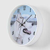 Husky-(Silber und Weiß) Malerei-Hundekunst Wanduhr (Winkel)