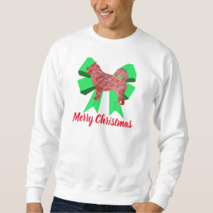 Husky Silhouette Red Dog & Green Bow Weihnachten Sweatshirt