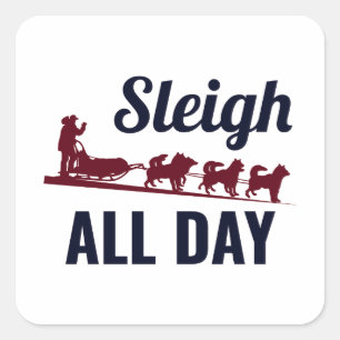 Husky Sledding Schlittenhunde Racing Alaskan Racer Quadratischer Aufkleber