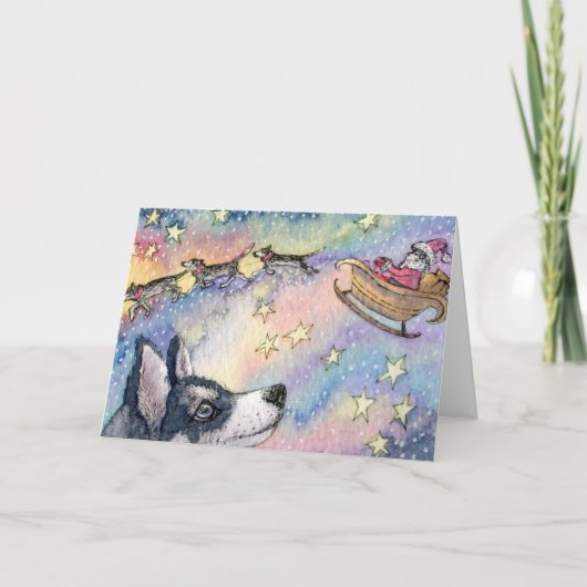 Husky Sleigh Dogs Feiertagskarte (Vorderseite)