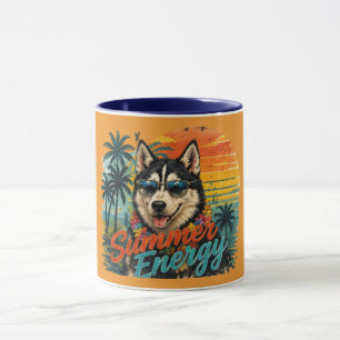 Husky Sommer Energie Tasse Retro Sonnenuntergang