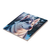 Husky Stares in Winter Fliese (Seite)