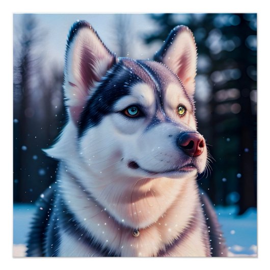 Husky Stares in Winter Poster (Vorderseite)