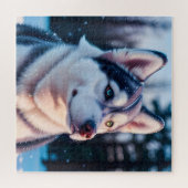 Husky Stares in Winter Puzzle (Horizontal)