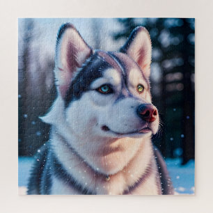 Husky Stares in Winter Puzzle