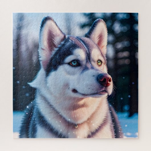Husky Stares in Winter Puzzle (Vertikal)
