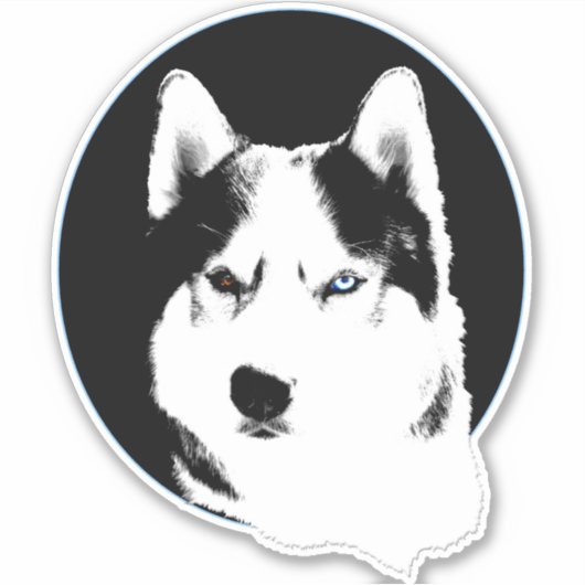 Husky Stickers Bi-Eye Husky Malamute Decals Aufkleber (Vorderseite)