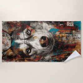 Husky Street Art Portrait Urban Graffiti Style Strandtuch