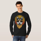 Husky Sunset Retro Vector T-Shirt (Vorne ganz)