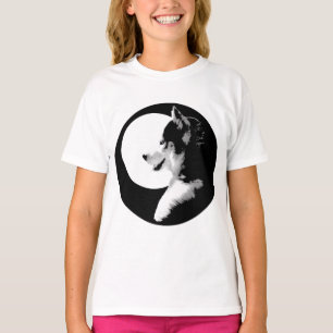 Husky T - Shirt Girls Sled Dog Husky Ringer Shirt