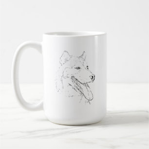 Husky-Tasse – Handgezeichnete Tinte-Hund-Kaffeetas Kaffeetasse
