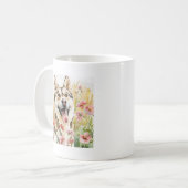 Husky-Tasse - Wasserfarben-Hund-Kaffeebecher Kaffeetasse (Vorderseite Links)