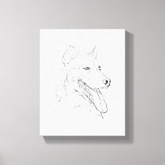 Husky-Tinte-Wandkunst – Minimalistische Hunde-Lini Leinwanddruck (Vorderseite)
