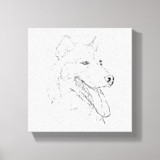 Husky-Tinte-Wandkunst – Minimalistische Hunder Lin Leinwanddruck (Vorderseite)