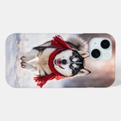 Husky trägt einen roten Winterskarf Case-Mate iPhone Hülle (Rückseite (Horizontal))