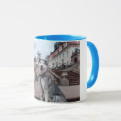 Husky Traumpaar auf der Schloss treppe Lichtenwald Tasse (VorderseiteRechts)