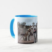 Husky Traumpaar auf der Schloss treppe Lichtenwald Tasse (Vorderseite Links)