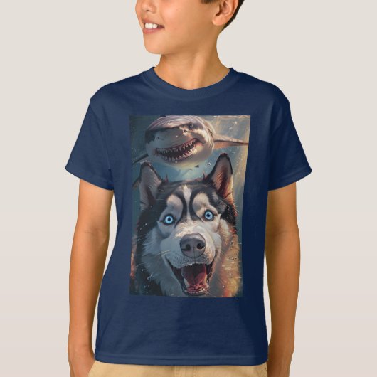 Husky trifft Haikids’ Ocean Adventure T-Shirt (Vorderseite)