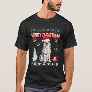 Husky Ugly Xmas Sweater Christmas Lights Santa Dog T-Shirt