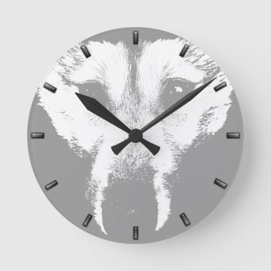 Husky-Uhr gibt Decke-Wolf-Pupenwall-Uhr Runde Wanduhr (Vorderseite)