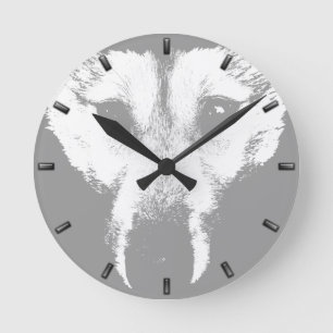 Husky-Uhr gibt Decke-Wolf-Pupenwall-Uhr Runde Wanduhr