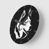 Husky-Uhr gibt Dekoration-Schlittenhundehalle-Uhr Runde Wanduhr (Winkel)