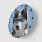 Husky-Uhr gibt Dekoration-Schlittenhundehalle-Uhr Runde Wanduhr (Winkel)