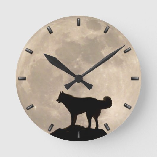 Husky-Uhr gibt Dekoration Vollmond-Wall-Uhr Runde Wanduhr (Vorderseite)
