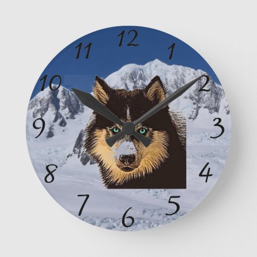 Husky-Uhr Runde Wanduhr (Vorderseite)