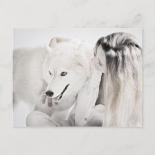 Husky und Mädchen Postkarte