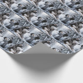 Husky und Schneemann im Winterwald Geschenkpapier (Ecke)