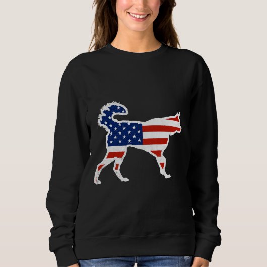 Husky US Flagge Patriot Dog Sweatshirt (Vorderseite)