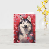 Husky Valentinstag Karte (Gelbe Blume)