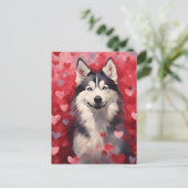 Husky Valentinstag Postkarte (Stehend Vorderseite)