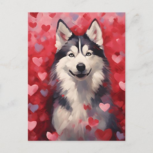 Husky Valentinstag Postkarte (Vorderseite)