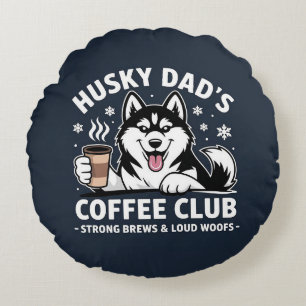 "Husky Vaters Coffee Club" - Dog Lover & Coffe Fan Rundes Kissen